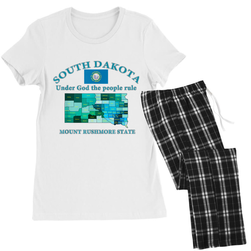 Colorful South Dakota County Map, Flag, Motto, Nickname T Shirt Women's Pajamas Set by cm-arts | Artistshot