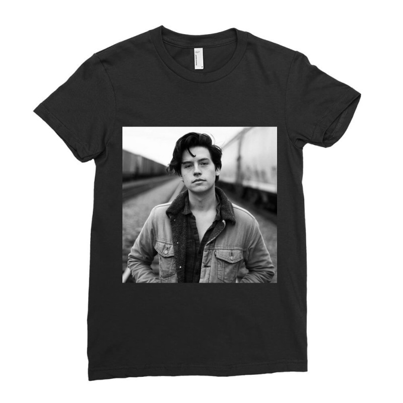 Cole Sprouse Black And White Ladies Fitted T-Shirt by cm-arts | Artistshot