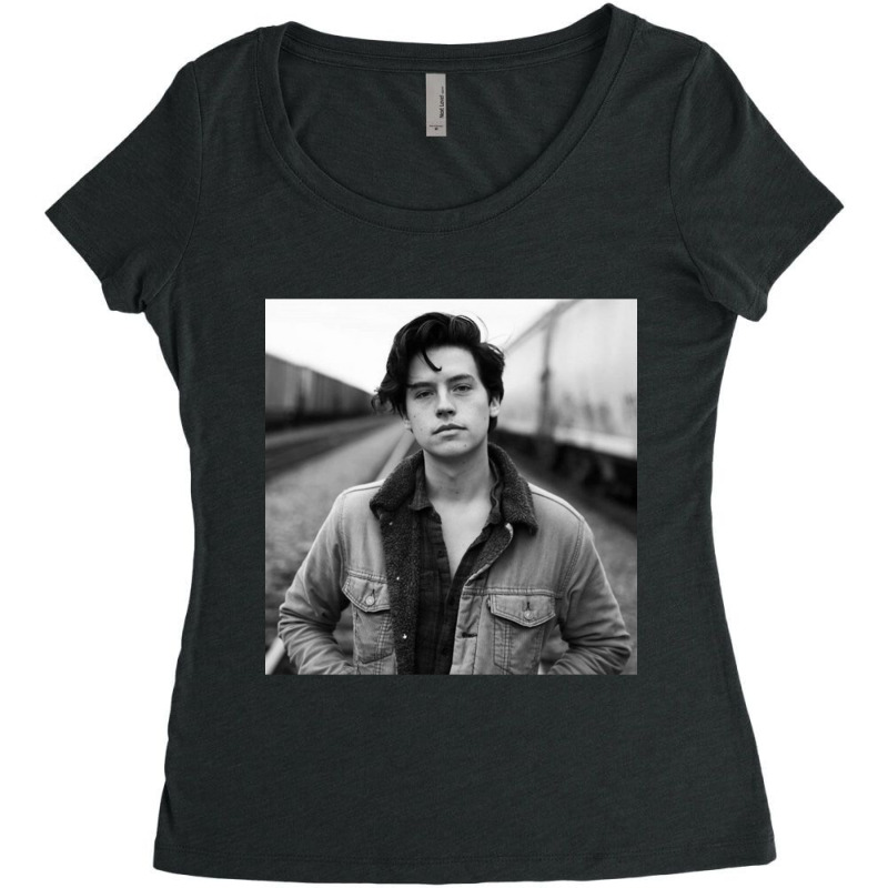 Cole Sprouse Black And White Women's Triblend Scoop T-shirt by cm-arts | Artistshot