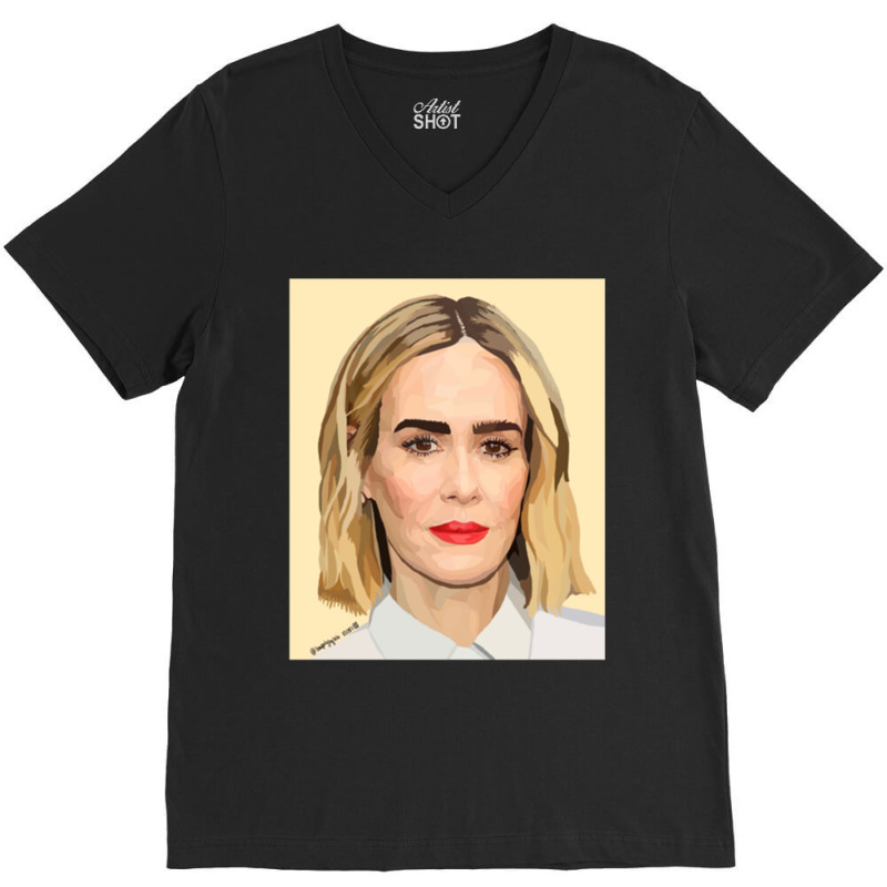 Sarah Paulson V-Neck Tee by cm-arts | Artistshot