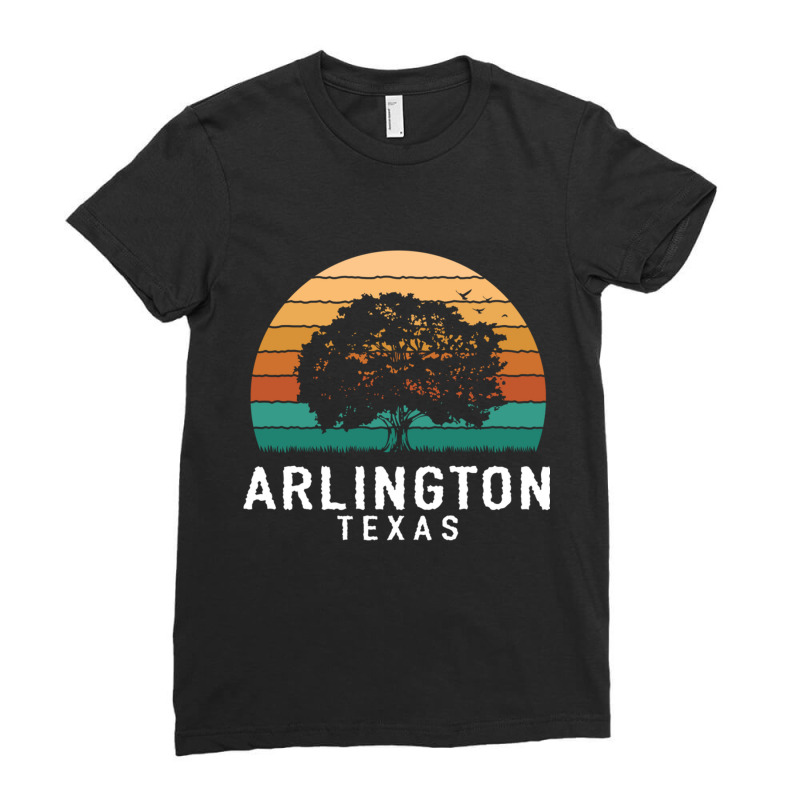 Arlington Vintage Sunset Texas Souvenir Long Sleeve T Shirt Ladies Fitted T-Shirt by cm-arts | Artistshot