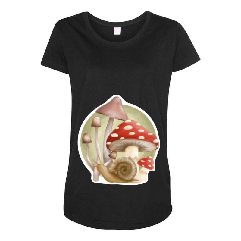 Snail Amp Shrooms Maternity Scoop Neck T-shirt by cm-arts | Artistshot