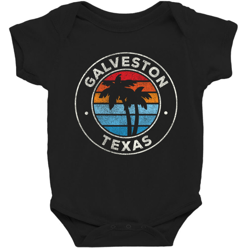 Galveston Texas Tx Vintage Graphic Retro 70s Long Sleeve T Shirt Baby Bodysuit by cm-arts | Artistshot