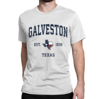 Galveston Texas Tx Vintage State Flag Sports Navy Design Long Sleeve T Classic T-shirt | Artistshot