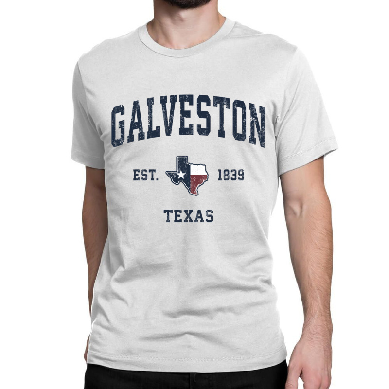 Galveston Texas Tx Vintage State Flag Sports Navy Design Long Sleeve T Classic T-shirt by cm-arts | Artistshot