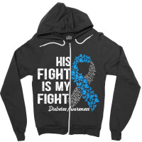 Womens T1d Apparel His Fight Is My Fight Type 1 Diabetes Awareness V N Zipper Hoodie | Artistshot