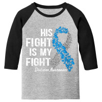 Womens T1d Apparel His Fight Is My Fight Type 1 Diabetes Awareness V N Youth 3/4 Sleeve | Artistshot