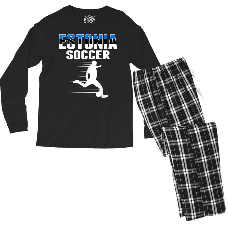 Estonia Soccer Fans Jersey   Estonian Flag Football Lovers T Shirt Men's Long Sleeve Pajama Set | Artistshot