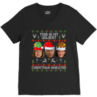 This Is My Ugliest Christmas Sweater Funny Joe Biden Kamala V-neck Tee | Artistshot