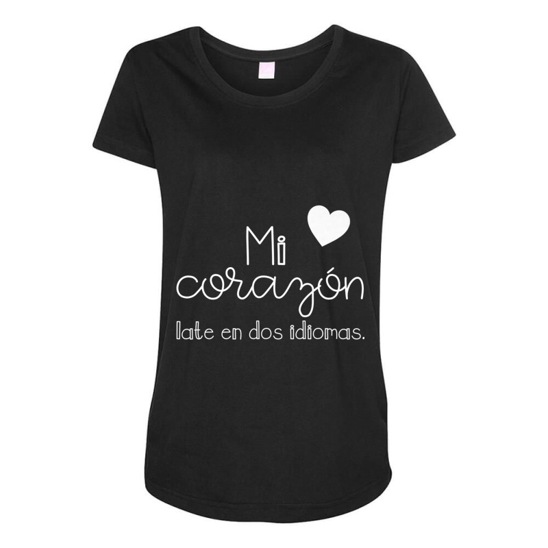 Mi Corazon Late En Dos Idiomas Bilingual Maternity Scoop Neck T-shirt by KaseyReyes | Artistshot