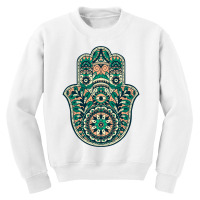 Hamsa Hand Of Fatima Mandala Design Protection Talisman Pullover Hoodi Youth Sweatshirt | Artistshot