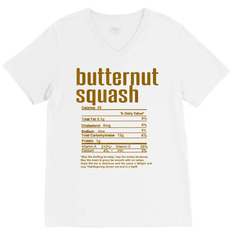 Thanksgiving Christmas Butternut Squash Nutritional Facts T Shirt V-Neck Tee by cm-arts | Artistshot