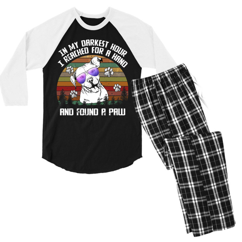 Pitbull Lover Dog I Reach For A Hand And Found A Paw Pitbull Paw Pitbu Men's 3/4 Sleeve Pajama Set | Artistshot