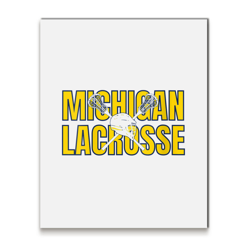 Womens Michigan Lacrosse Helmet Mi Lax The Wolverine State Gift V Neck Metal Print Vertical | Artistshot