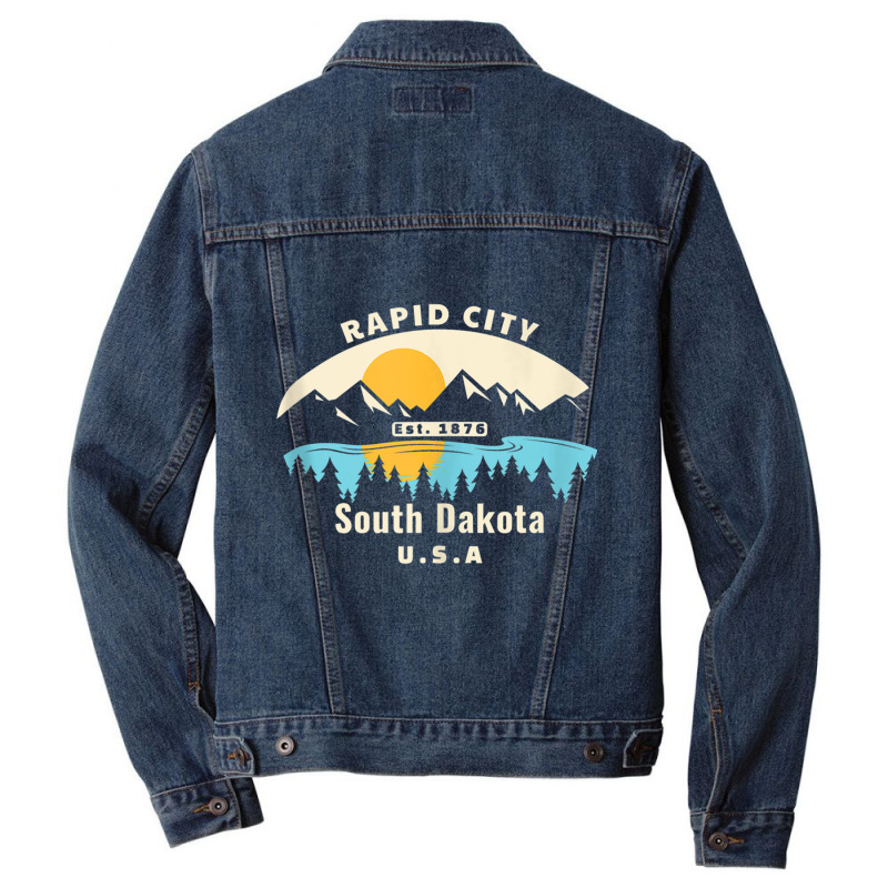 Rapid City South Dakota Souvenir Mountain Sunset River Tank Top Men Denim Jacket by cm-arts | Artistshot