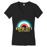 Rapid City South Dakota Vintage Retro Rainbow Tank Top Women's V-neck T-shirt | Artistshot