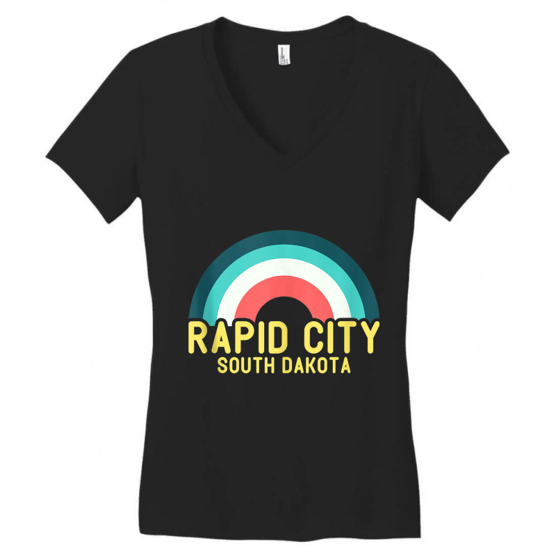 Rapid City South Dakota Vintage Retro Rainbow Tank Top Women's V-Neck T-Shirt by cm-arts | Artistshot