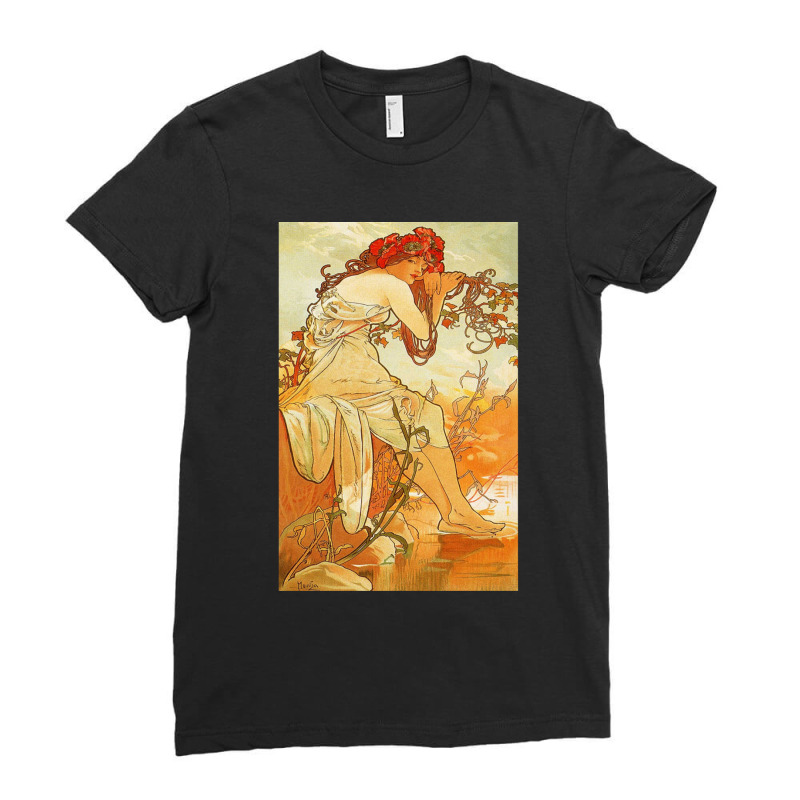 Alphonse Mucha   Art Ladies Fitted T-Shirt by cm-arts | Artistshot