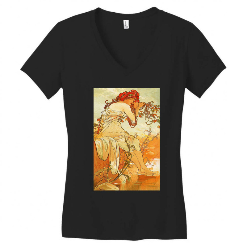 Alphonse Mucha   Art Women's V-Neck T-Shirt by cm-arts | Artistshot