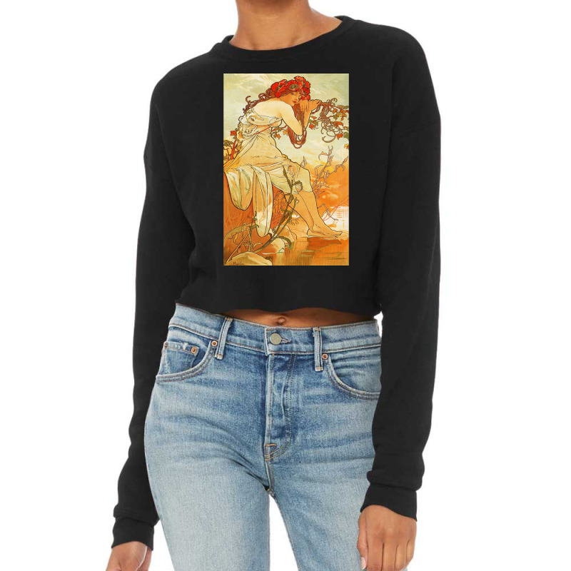 Alphonse Mucha   Art Cropped Sweater by cm-arts | Artistshot