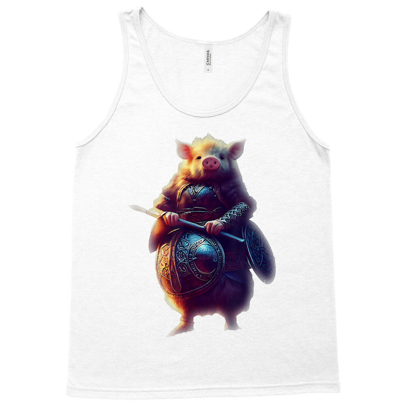 Cute Piggy Viking Character Dynamic Pose Armor Helmet T Shirt Tank Top | Artistshot