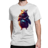 Cute Piggy Viking Character Dynamic Pose Armor Helmet T Shirt Classic T-shirt | Artistshot