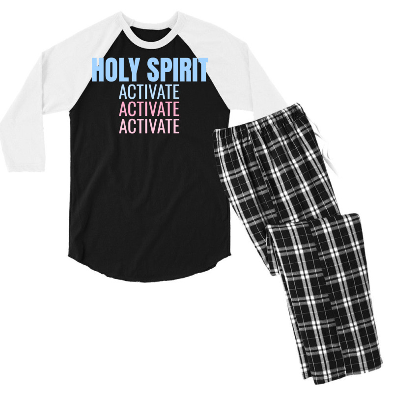 Holy Spirit Activate Shirt Christian Holy Spirit Activate Long Sleeve Men's 3/4 Sleeve Pajama Set | Artistshot