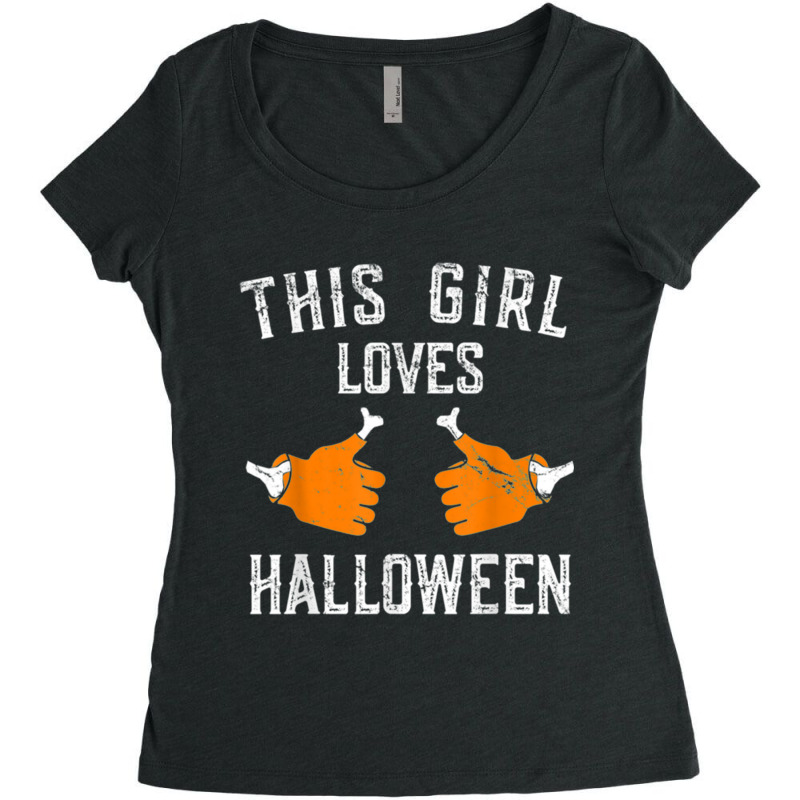 This Girl Loves Happy Halloween Costume Funny For Women Women's Triblend Scoop T-shirt by MOSESWOODS | Artistshot