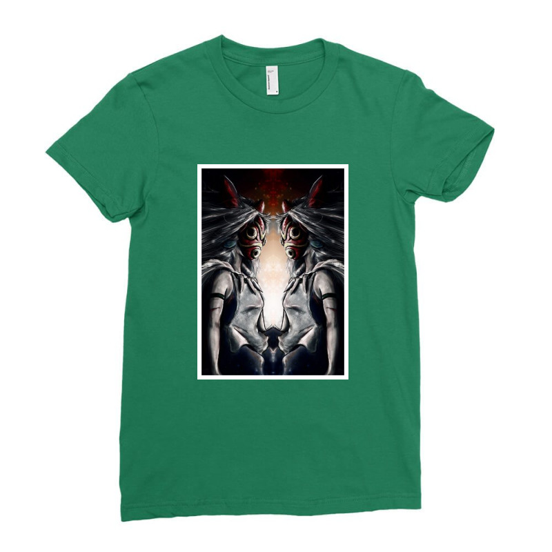 Mononoke Wolf Anime Ladies Fitted T-Shirt by kartikasari | Artistshot