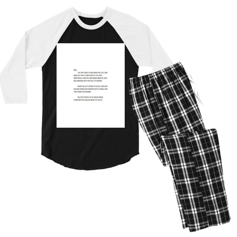 Letter To Sammi Jersey Shore Graphic Men's 3/4 Sleeve Pajama Set | Artistshot