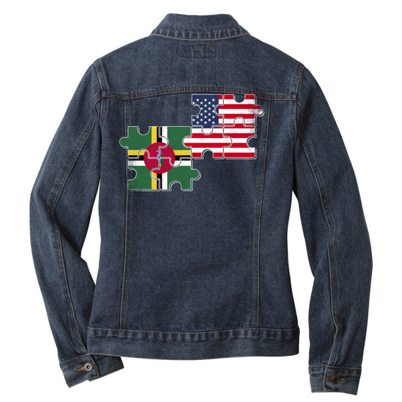 Dominica Usa Dominican American Flag Pullover Hoodie Ladies Denim Jacket by cm-arts | Artistshot