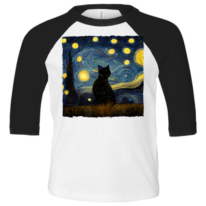 Cats Starry Night Painterly Aesthetic T Shirt Toddler 3/4 Sleeve Tee by cm-arts | Artistshot