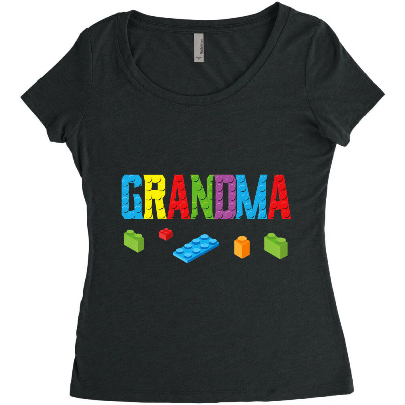 Grandma Master Builder Building Bricks Blocks Family Set Premium T Shi Women's Triblend Scoop T-shirt by cm-arts | Artistshot