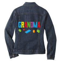 Grandma Master Builder Building Bricks Blocks Family Set Premium T Shi Ladies Denim Jacket | Artistshot