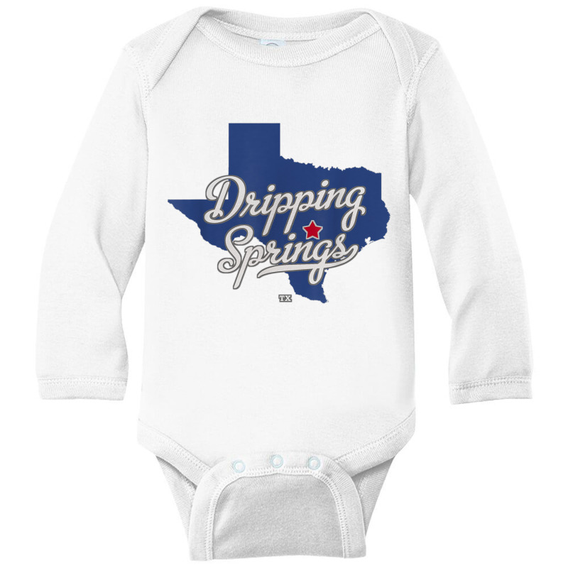 Dripping Springs Texas Tx Map T Shirt Long Sleeve Baby Bodysuit | Artistshot