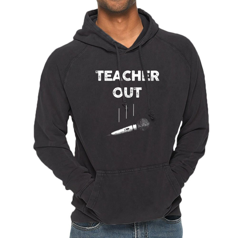 Retired Teacher Out Mic Drop Retirement End Of School Year Vintage Hoodie | Artistshot