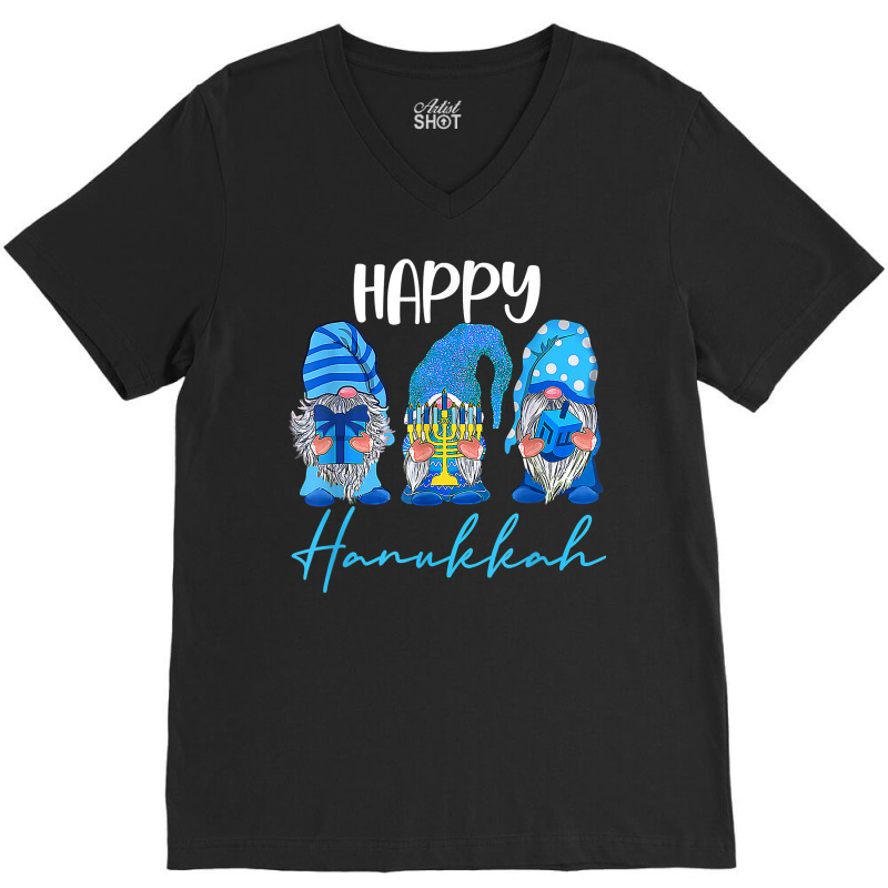 Happy Hanukkah Gnomes Menorah Dreidel Jewish Holiday T Shirt V-neck Tee | Artistshot