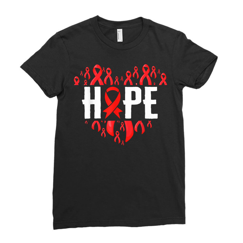 Hiv Aids Awareness Month Hope Ribbon Red World Aids Day T Shirt Ladies Fitted T-Shirt by cm-arts | Artistshot