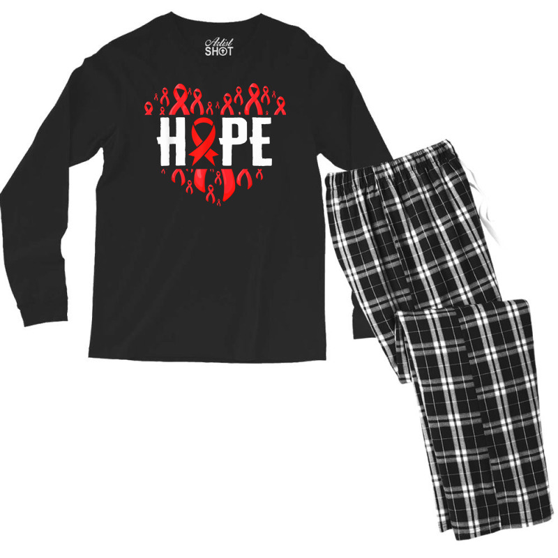 Hiv Aids Awareness Month Hope Ribbon Red World Aids Day T Shirt Men's Long Sleeve Pajama Set by cm-arts | Artistshot