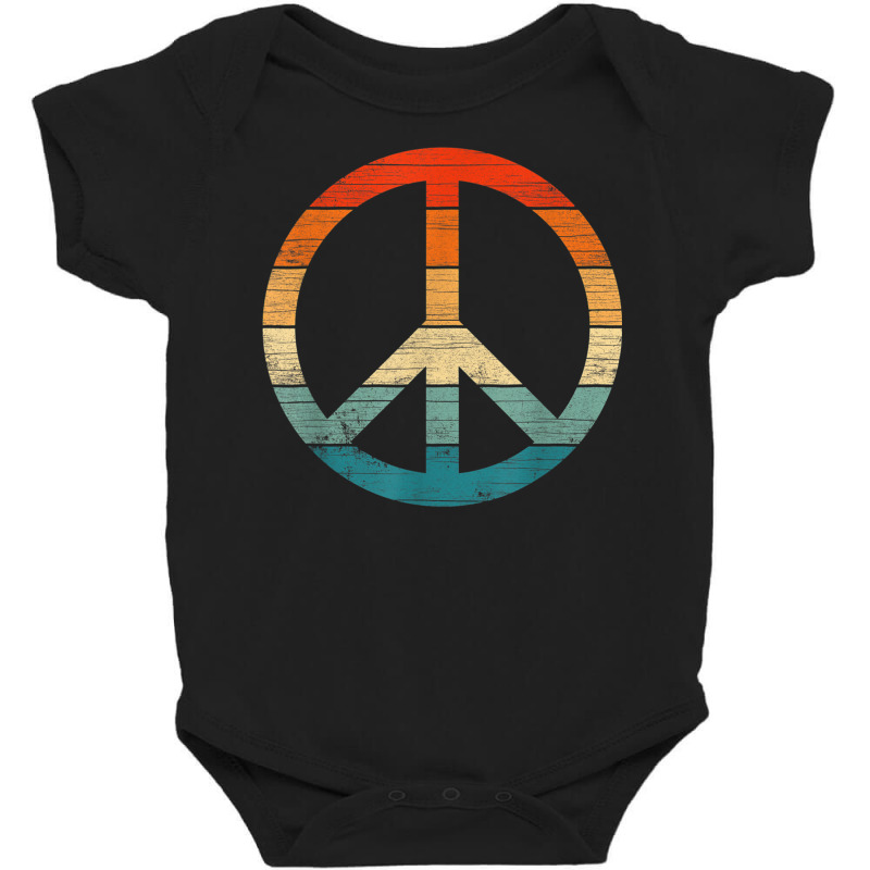 Peace Sign Shirt Vintage Distressed Anti War Freedom Retro T Shirt Baby Bodysuit by cm-arts | Artistshot