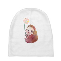 Cute Hedgehog Holding A Dandelion Flower T Shirt Baby Beanies | Artistshot