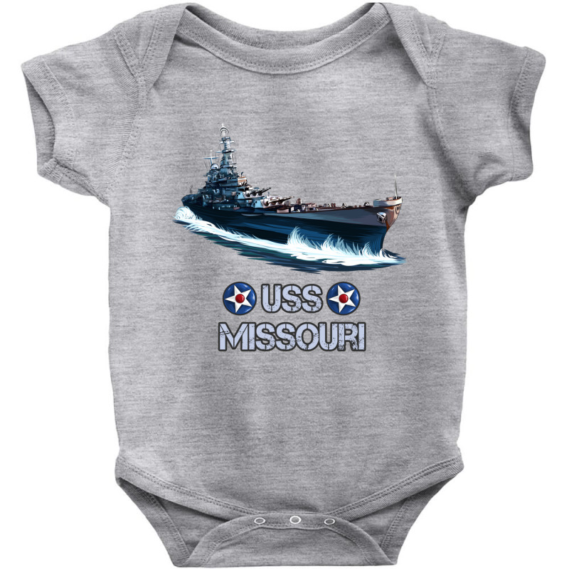 American World War 2 Naval Battleship Uss Missouri Long Sleeve T Shirt Baby Bodysuit by cm-arts | Artistshot