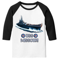 American World War 2 Naval Battleship Uss Missouri Long Sleeve T Shirt Youth 3/4 Sleeve | Artistshot