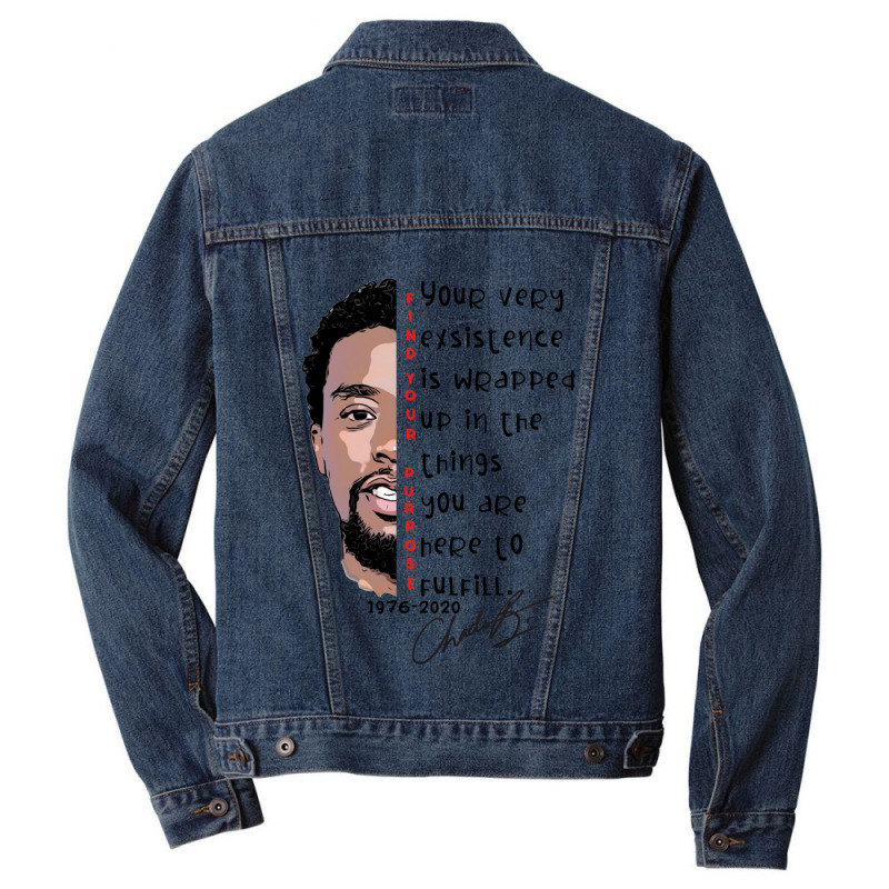 Chadwick Boseman    Find Your Purpose Red Men Denim Jacket | Artistshot