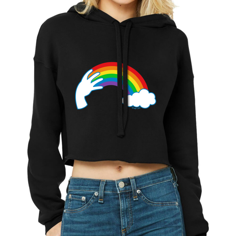 Asl Rainbow Cropped Hoodie by cm-arts | Artistshot