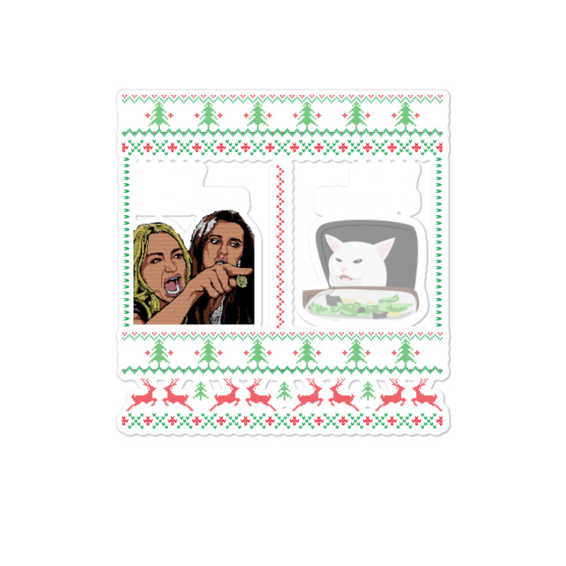 Custom Woman Yelling At A Cat Meme Funny Christmas Sticker By Kakashop -  Artistshot