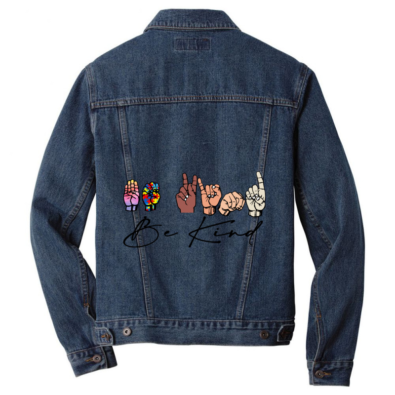 Be Kind Sign Language Hand Men Denim Jacket by cm-arts | Artistshot