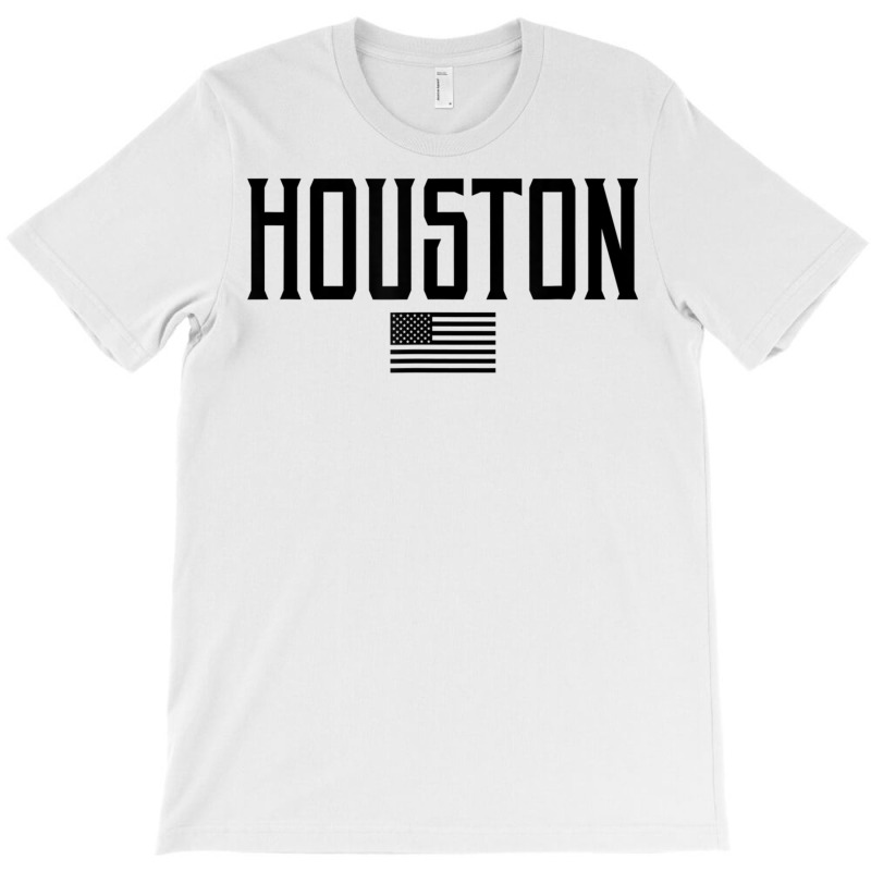 Houston Texas Us Flag Vintage Text Olive Green W Black Print T Shirt T-shirt | Artistshot