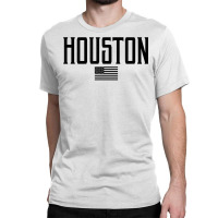 Houston Texas Us Flag Vintage Text Olive Green W Black Print T Shirt Classic T-shirt | Artistshot