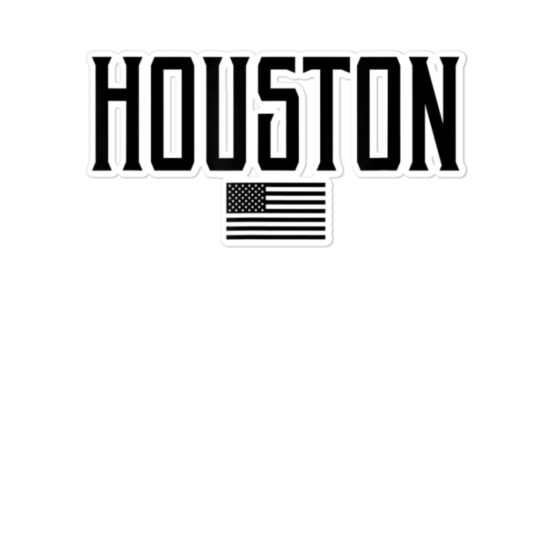 Houston Texas Us Flag Vintage Text Olive Green W Black Print T Shirt Sticker | Artistshot